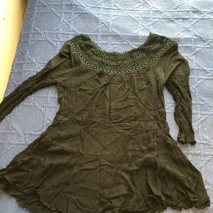 Black off the shoulder crocheted tunic